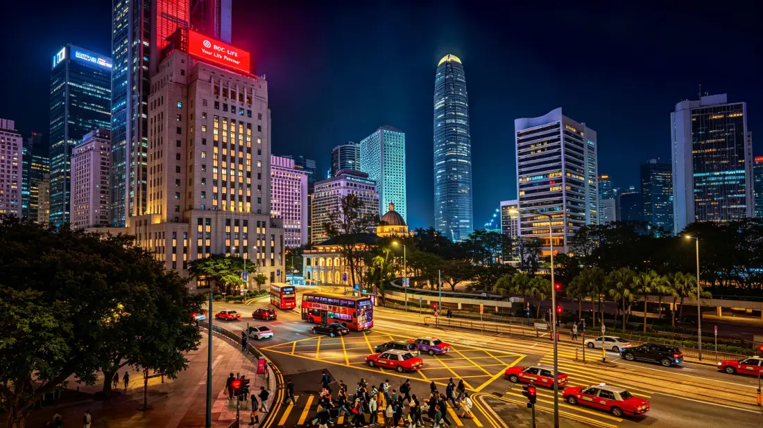 3k香港壁纸｜都市夜景背景图片 - 繁华车流灯火「哲风壁纸」