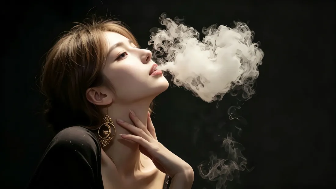 3k短发美女壁纸｜烟雾氛围感背景图片 - 御姐侧颜写真「哲风壁纸」