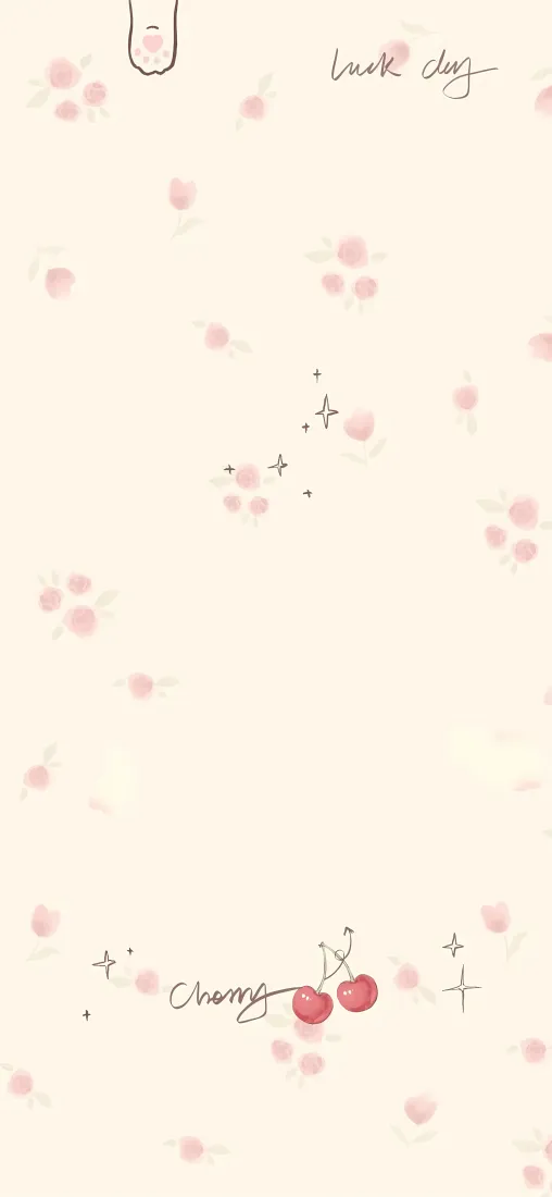 可爱卡通手机壁纸｜樱桃碎花背景图片 - 简约治愈「哲风壁纸」