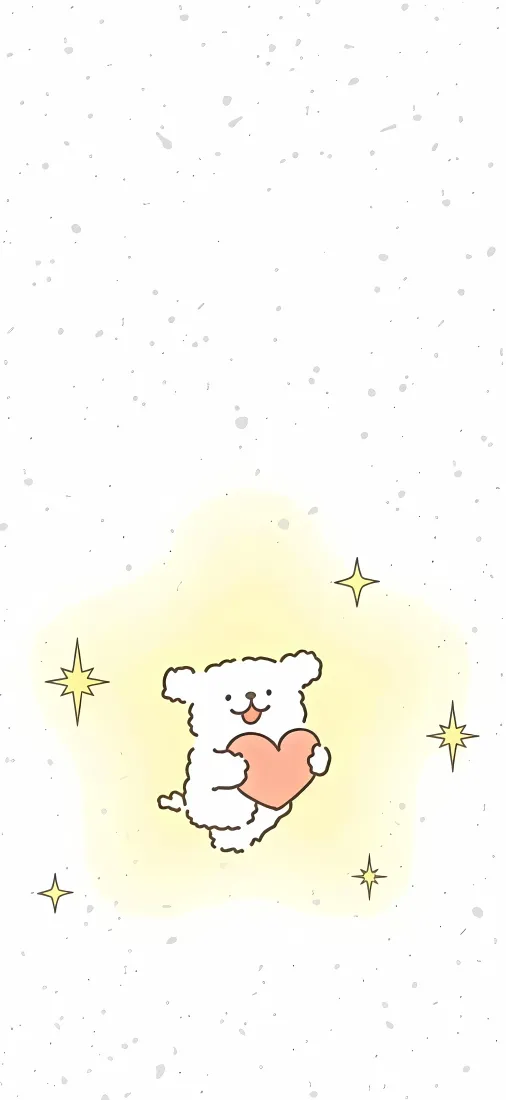 可爱线条小狗手机壁纸｜星星爱心背景图片 - 治愈简约手绘「哲风壁纸」