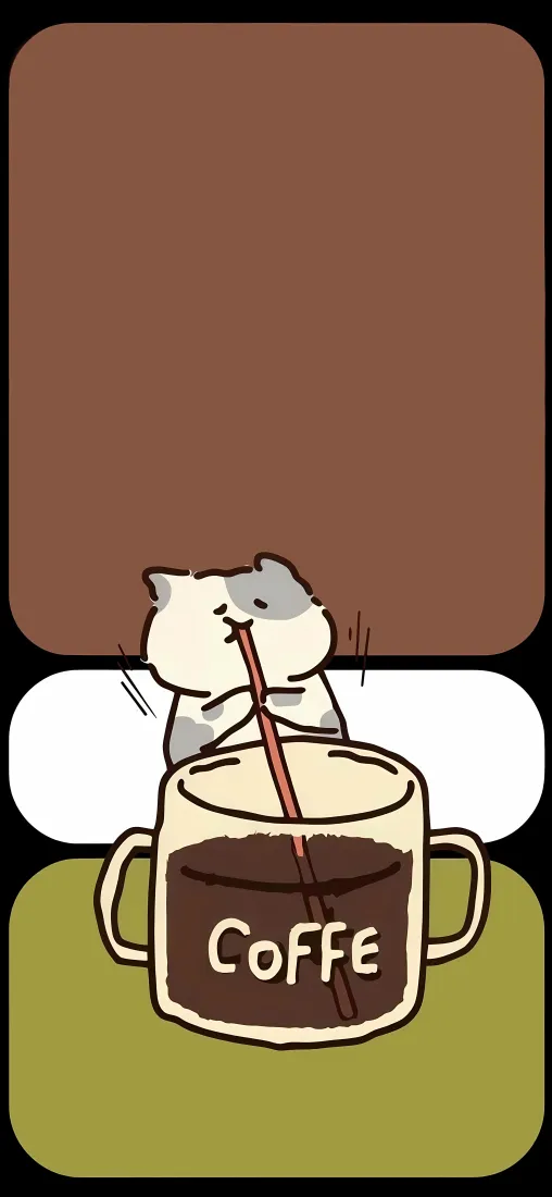 卡通小猫手机壁纸｜咖啡插画背景图片 - 可爱治愈「哲风壁纸」