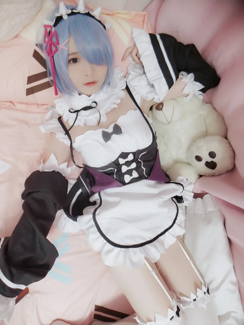 蕾姆手机壁纸｜女仆cosplay背景图片 - 古川kagura写真「哲风壁纸」