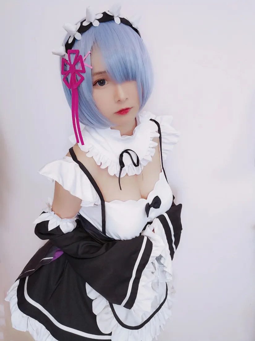 蕾姆cos手机壁纸｜女仆装真人cos背景图片 - 古川kagura「哲风壁纸」