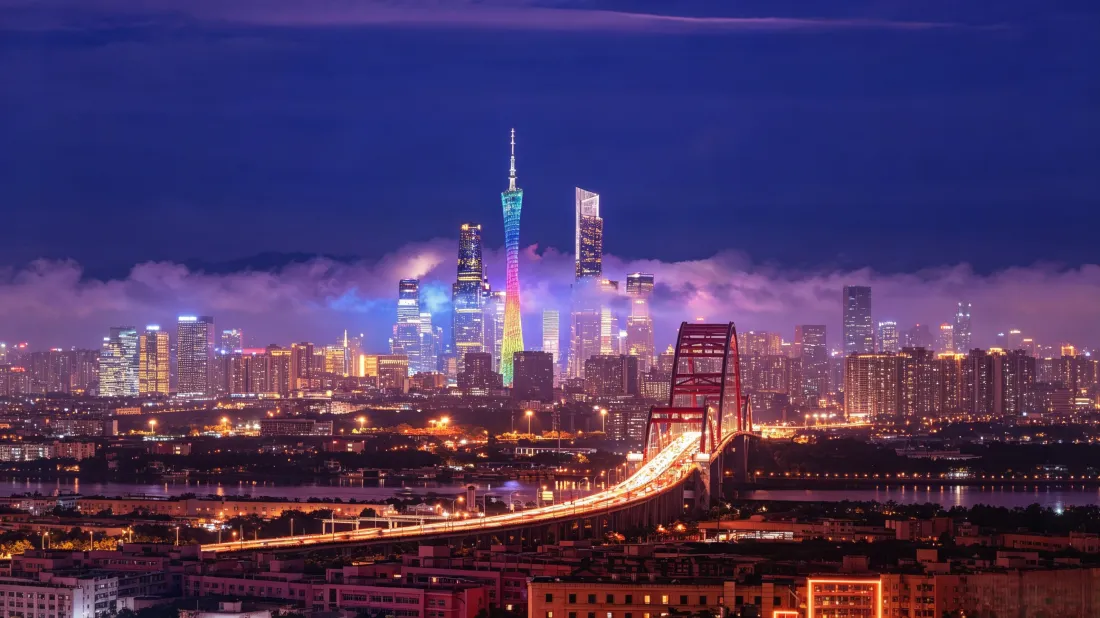 3k广州塔壁纸｜广州珠江夜景背景图片 - 平流雾璀璨风光「哲风壁纸」