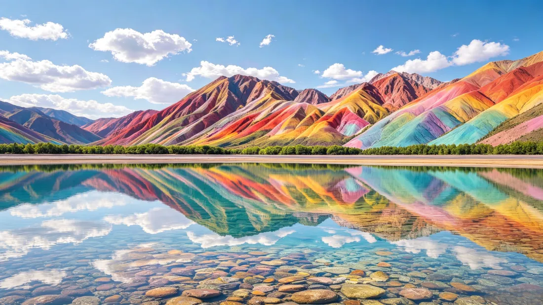 3k彩虹山壁纸｜湖光山色背景图片 - 清新自然风景「哲风壁纸」