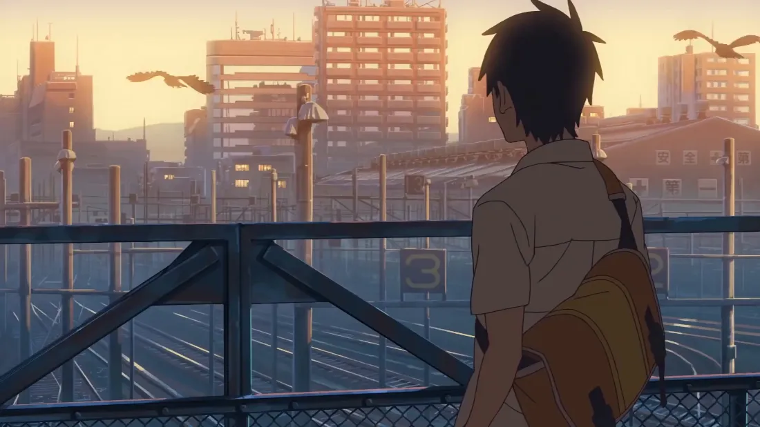 2k动漫少年壁纸｜黄昏城市铁轨背景图片 - 少年背影眺望「哲风壁纸」