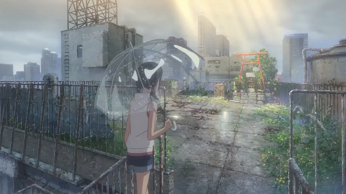 2k天野阳菜壁纸｜天台撑伞少女背景图片 - 雨后城市阳光「哲风壁纸」