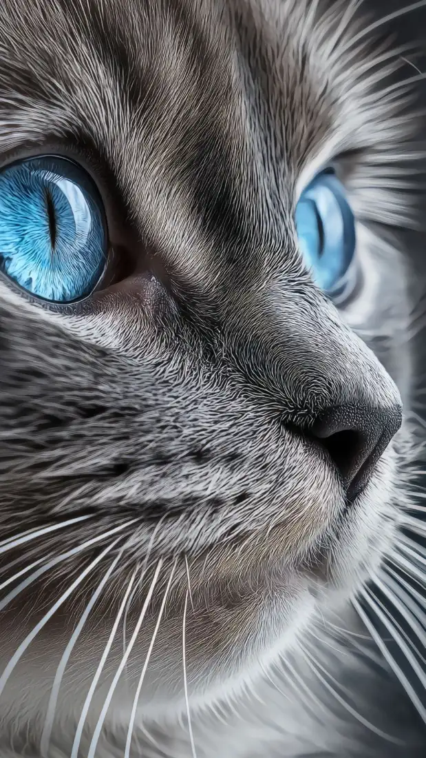蓝眼猫咪手机壁纸｜灰色萌猫特写背景图片 - 治愈宠物「哲风壁纸」