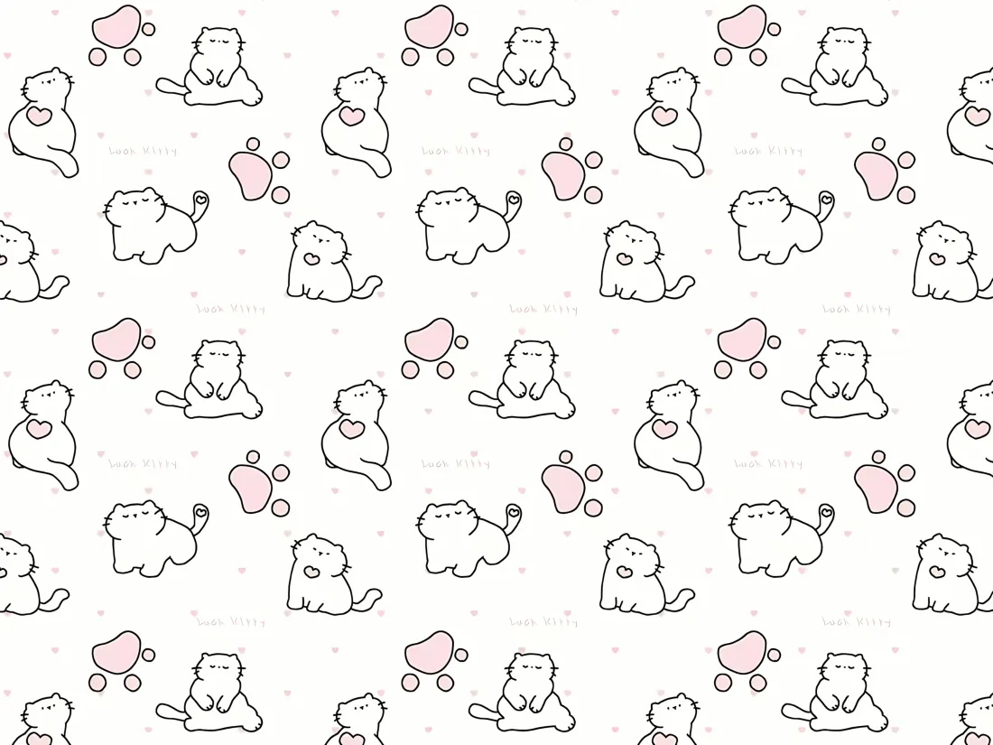 3k卡通小狗壁纸｜粉色爪印平铺背景图片 - 可爱手绘简笔画「哲风壁纸」