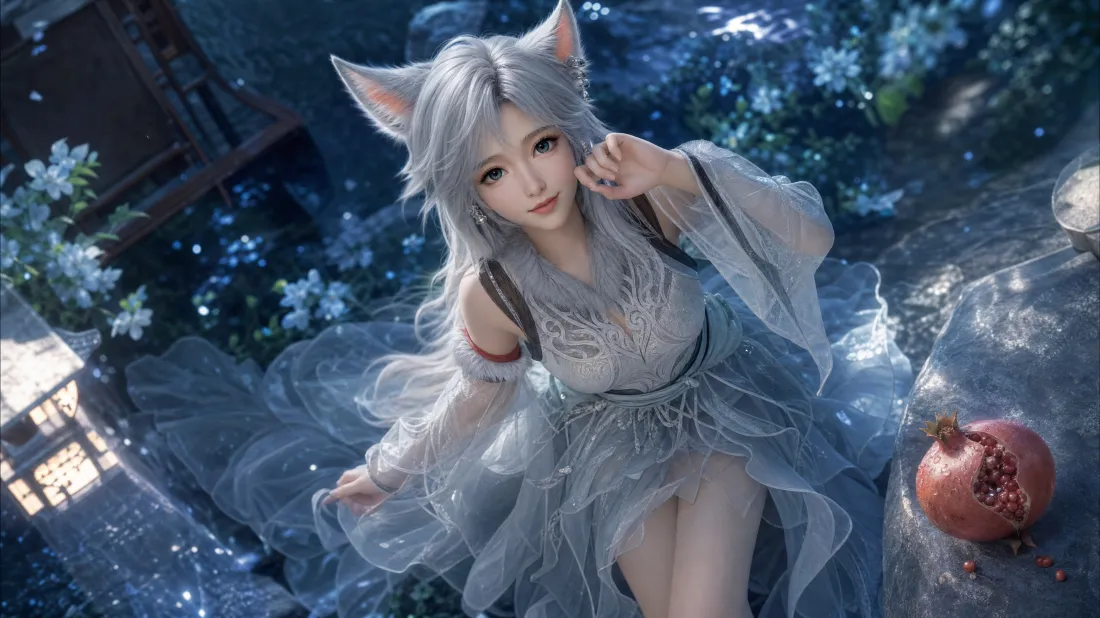 3k银月壁纸｜古风狐耳少女背景图片 - 凡人修仙传「哲风壁纸」