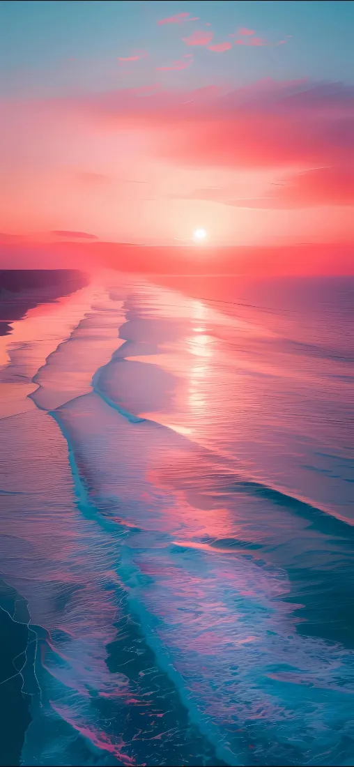 日落大海手机壁纸｜晚霞海浪背景图片 - 海面波光风景「哲风壁纸」