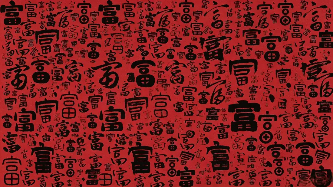 3k百富书法壁纸｜红色国风背景图片 - 新春祝福「哲风壁纸」