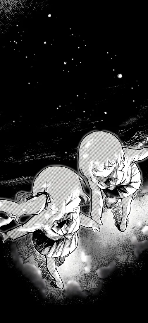 二次元少女手机壁纸｜星空云朵背景图片 - 黑白插画「哲风壁纸」
