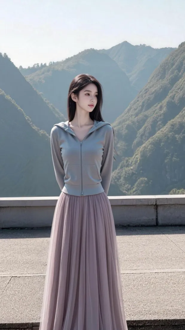 气质美女手机壁纸｜山间户外背景图片 - 温柔休闲穿搭「哲风壁纸」