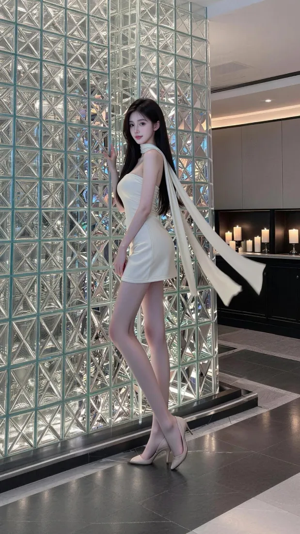 气质美女手机壁纸｜白色挂脖裙背景图片 - 时尚高级感穿搭「哲风壁纸」