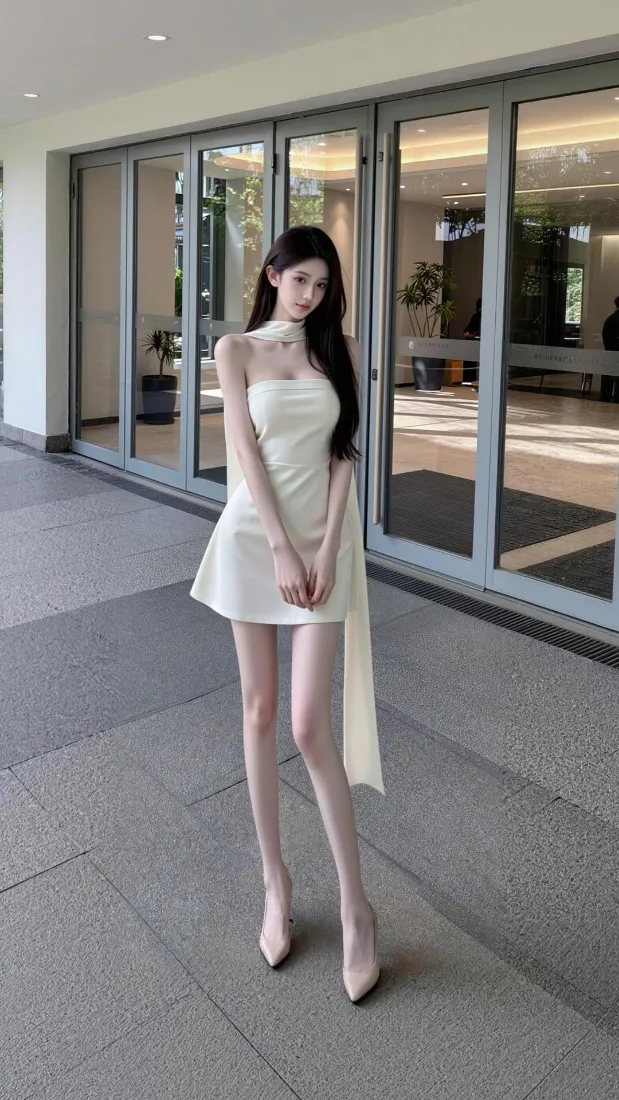 气质美女手机壁纸｜白裙穿搭背景图片 - 时尚写真「哲风壁纸」