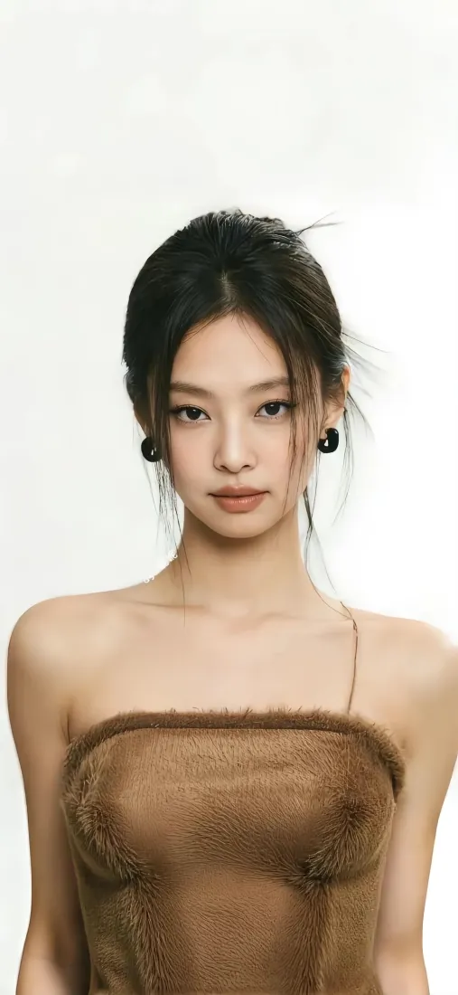 Jennie手机壁纸｜金珍妮背景图片 - 棕抹胸时尚写真「哲风壁纸」