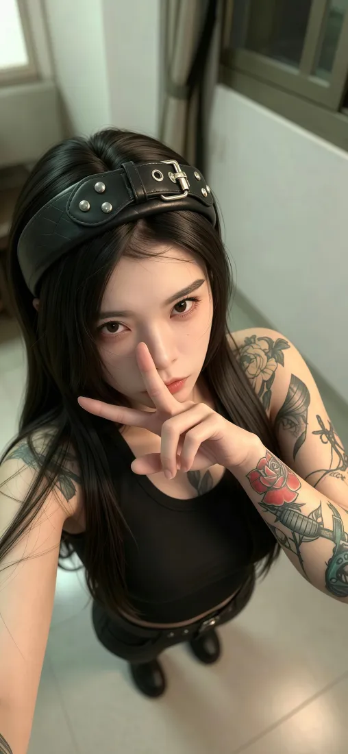 花臂纹身美女手机壁纸｜个性酷飒背景图片 - 时尚人像写真「哲风壁纸」