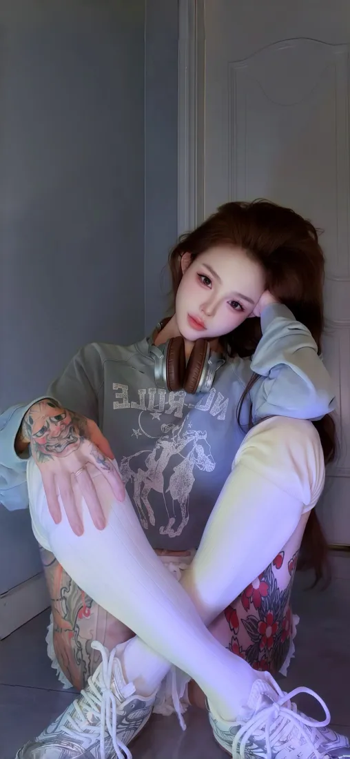 纹身美女手机壁纸｜潮流穿搭背景图片 - 个性甜酷时尚女生「哲风壁纸」