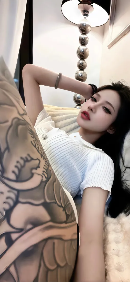 美女纹身手机壁纸｜居家时尚人像背景图片 - 个性写真「哲风壁纸」