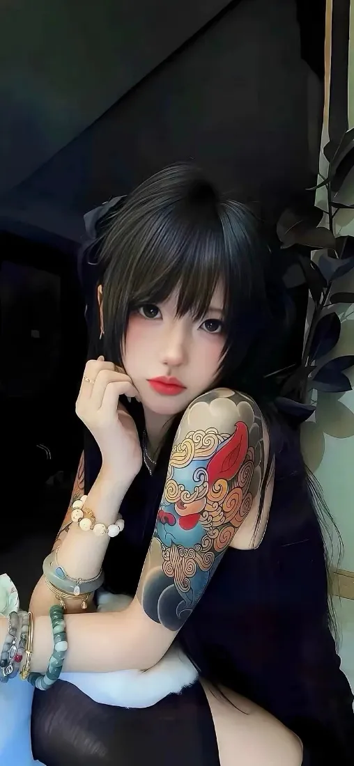 纹身美女手机壁纸｜个性人像背景图片 - 花臂时尚穿搭「哲风壁纸」