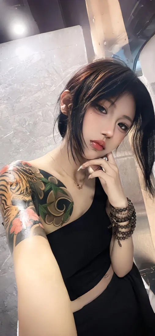 纹身美女手机壁纸｜个性人像背景图片 - 时尚花臂写真「哲风壁纸」