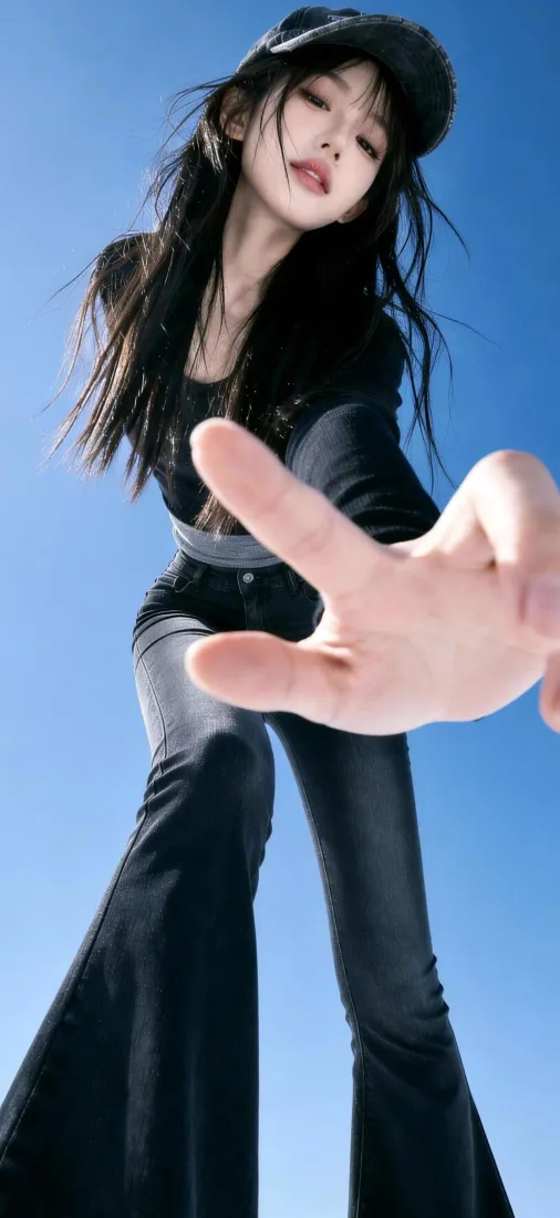 甜酷美女手机壁纸｜蓝天背景图片 - 时尚氛围感人像「哲风壁纸」