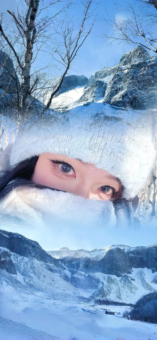 雪地美女手机壁纸｜冬日雪山背景图片 - 清冷氛围感人像「哲风壁纸」