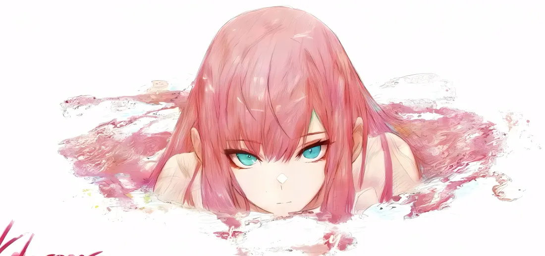 2k粉发蓝瞳少女壁纸｜二次元清新插画背景图片 - 动漫风「哲风壁纸」
