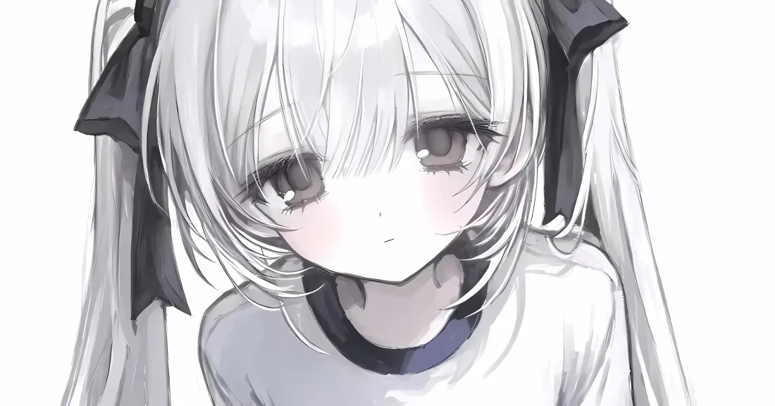 2k白发双马尾少女壁纸｜动漫软萌背景图片 - 二次元可爱插画「哲风壁纸」