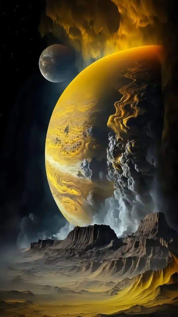 巨型外星行星手机壁纸｜异星山脉背景图片 - 震撼科幻氛围感「哲风壁纸」