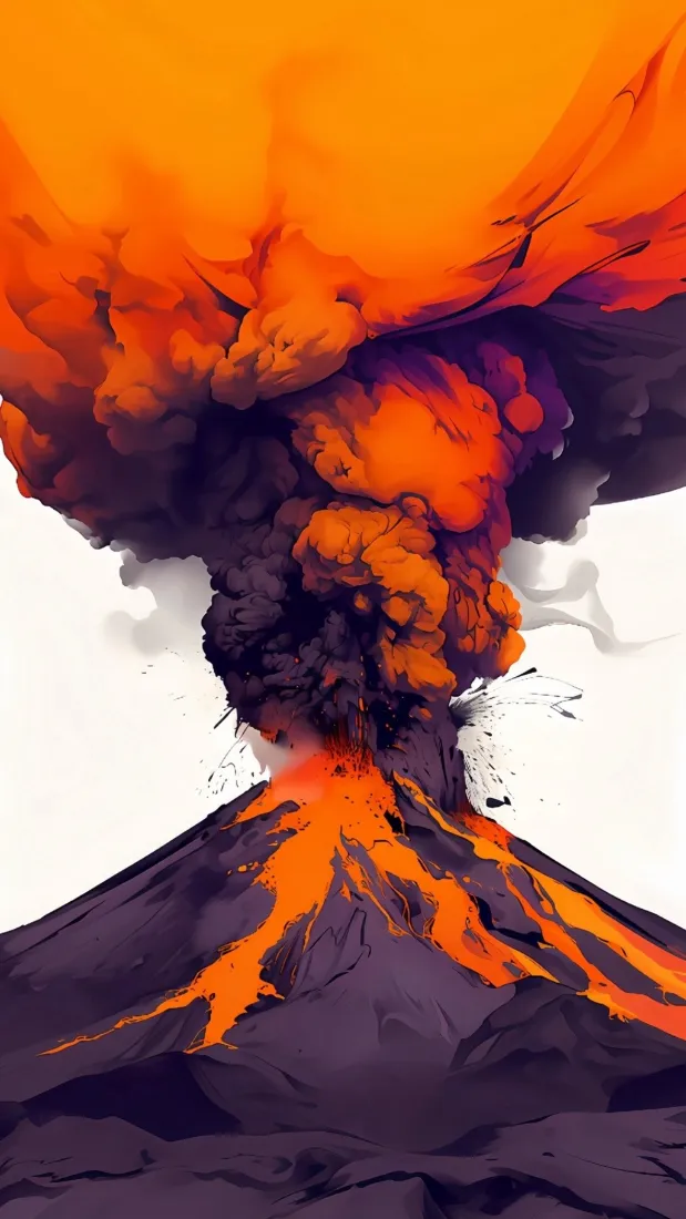 火山喷发手机壁纸｜岩浆火焰背景图片 - 手绘插画「哲风壁纸」