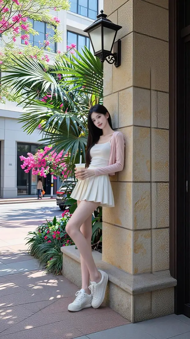 清纯美女手机壁纸｜户外街角背景图片 - 清新氛围感「哲风壁纸」