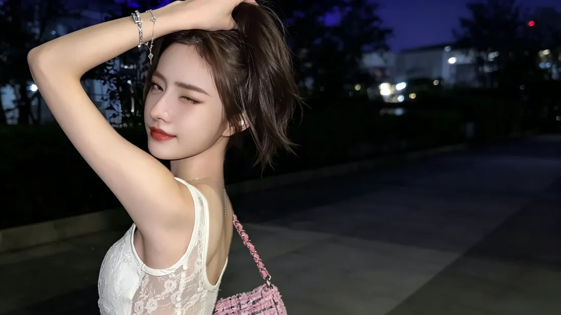 3k短发美女壁纸｜夜晚街景背景图片 - 氛围感人像「哲风壁纸」