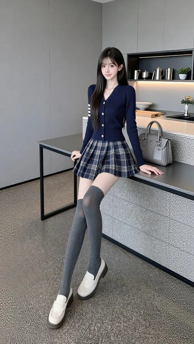 学院风甜妹手机壁纸｜室内吧台背景图片 - 好看手机穿搭写真「哲风壁纸」