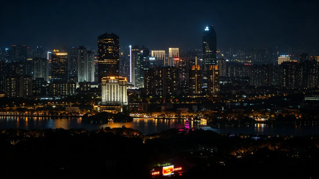 3k城市夜景壁纸｜都市高楼背景图片 - 江边灯光倒影「哲风壁纸」