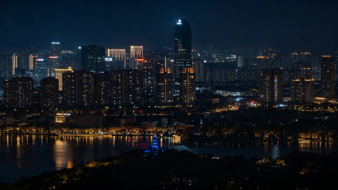 3k城市江边夜景壁纸｜城市天际线背景图片 - 璀璨灯光「哲风壁纸」