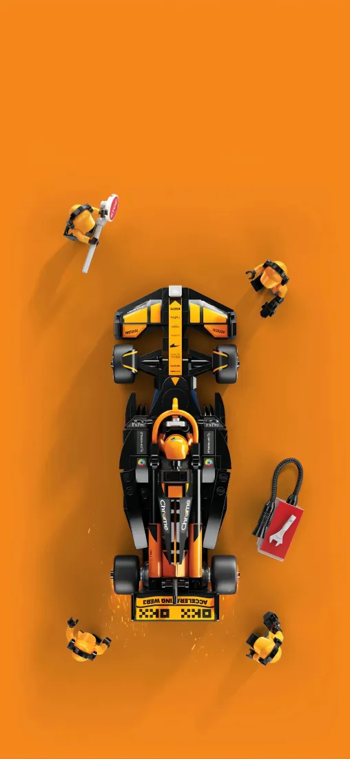 F1赛车手机壁纸｜橙色卡通维修场景背景图片 - 创意赛车插画「哲风壁纸」
