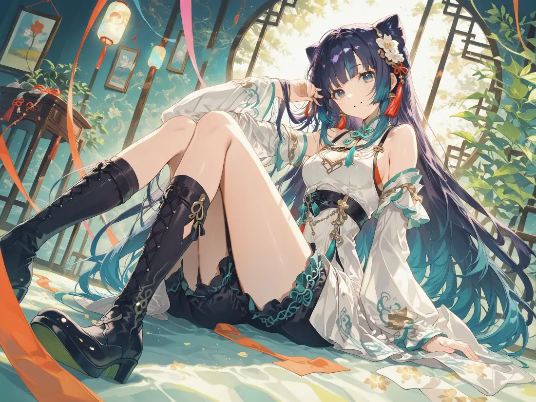 2k古风猫耳少女壁纸｜中式庭院背景图片 - 二次元插画「哲风壁纸」