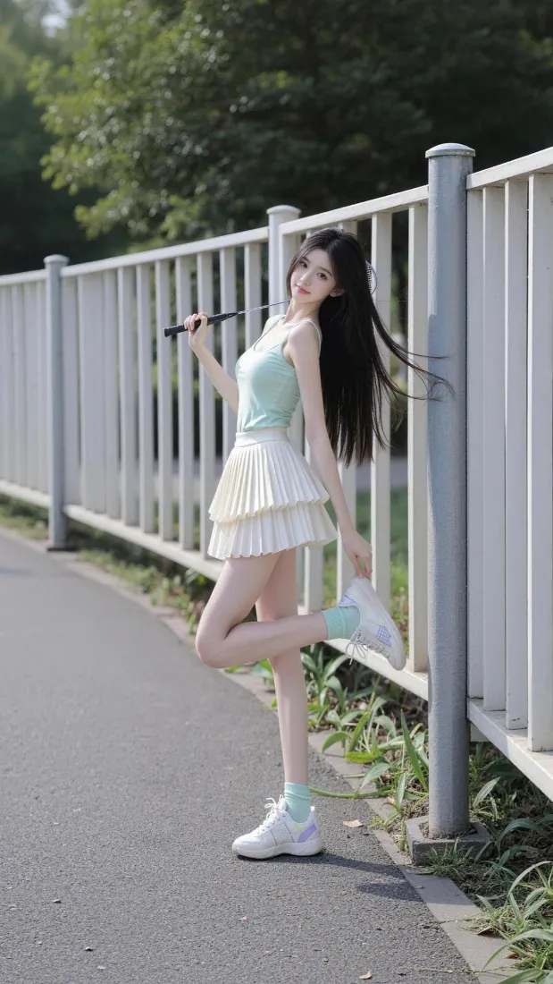清新美女手机壁纸｜户外道路背景图片 - 甜美穿搭「哲风壁纸」