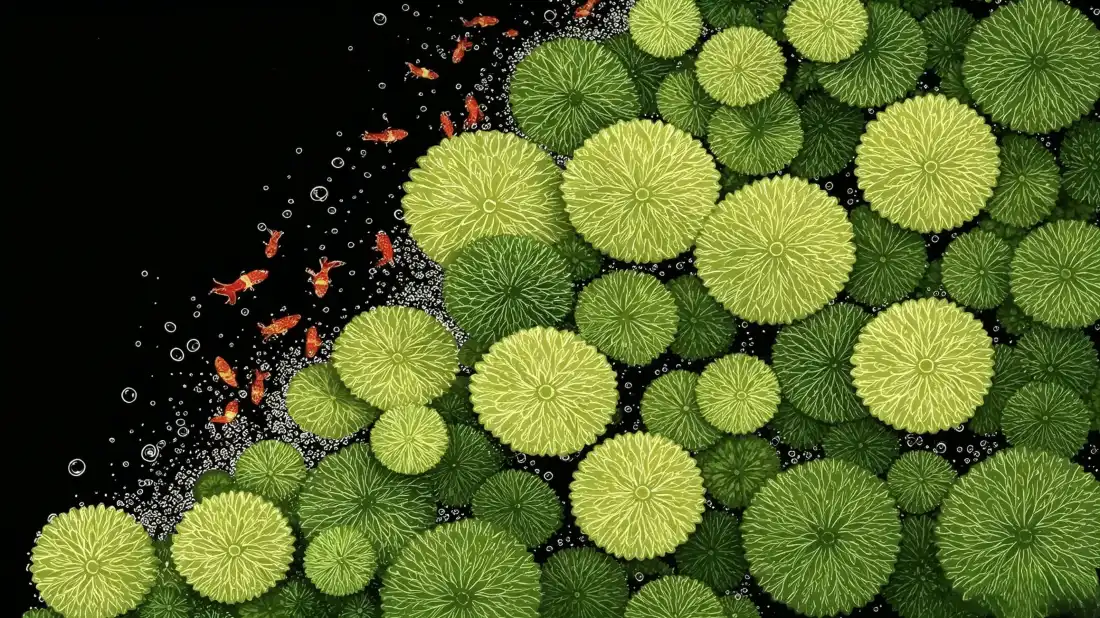3k青萍游鱼壁纸｜清新自然水生绿植背景图片 - 治愈护眼「哲风壁纸」