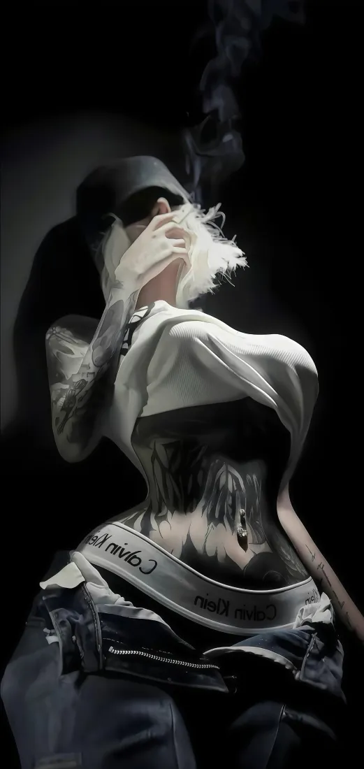 纹身美女手机壁纸｜暗调个性背景图片 - 潮酷穿搭「哲风壁纸」