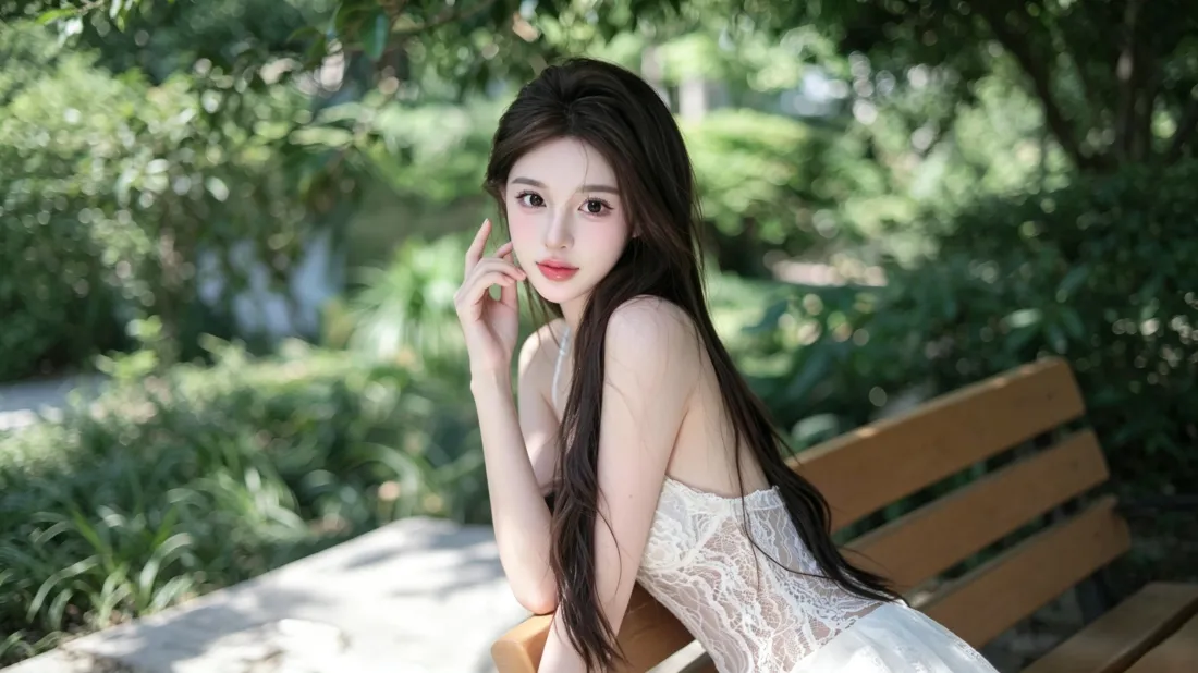 3k气质美女壁纸｜户外绿植背景图片 - 清新养眼「哲风壁纸」