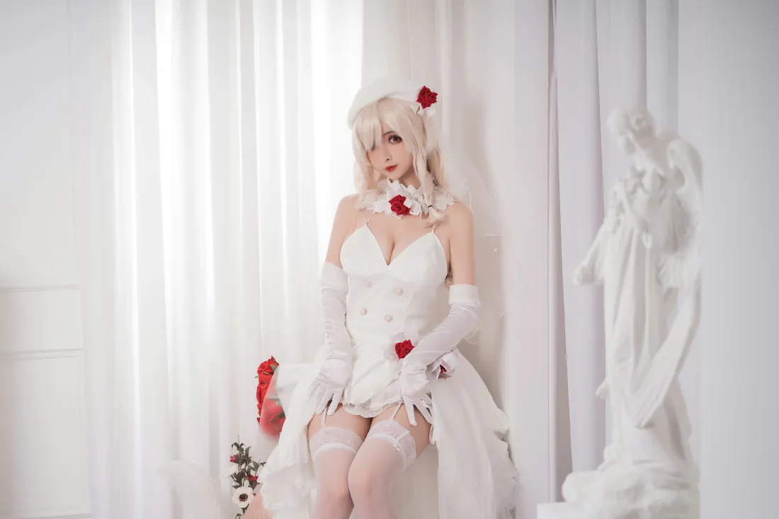 6k少女前线G36C壁纸｜rioko凉凉子cos背景图片 - 婚纱白丝「哲风壁纸」
