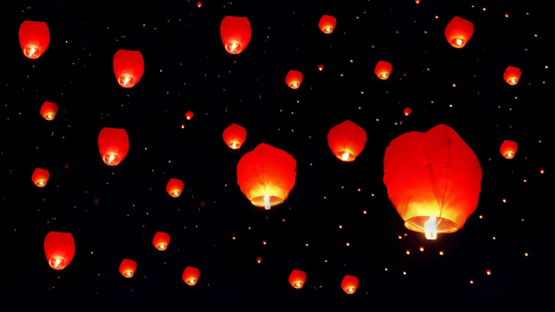4k孔明灯壁纸｜春节夜空放飞背景图片 - 新年祈福许愿「哲风壁纸」