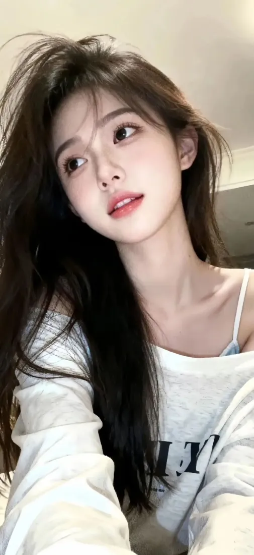 甜系少女手机壁纸｜居家露肩穿搭背景图片 - 清甜美女自拍「哲风壁纸」