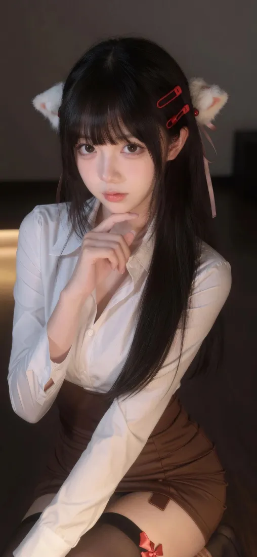美女手机壁纸｜白衬衫包臀裙背景图片 - 氛围感少女写真「哲风壁纸」