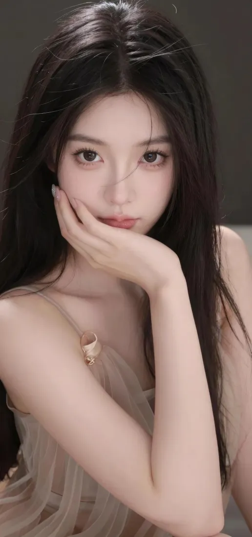 黑长直美女手机壁纸｜氛围感背景图片 - 抹胸穿搭写真「哲风壁纸」