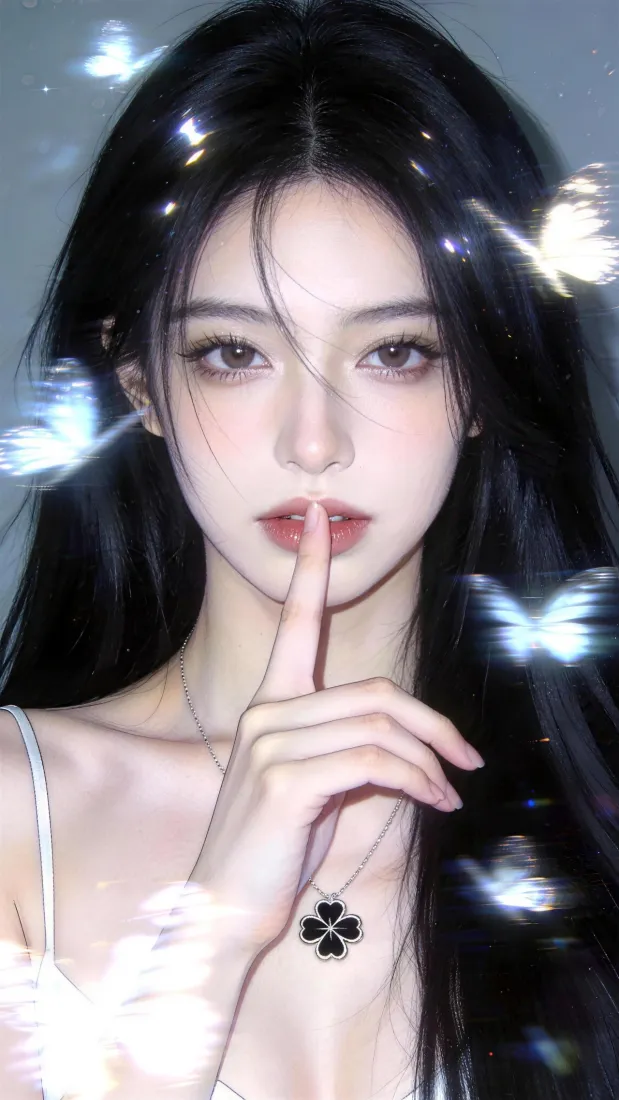 气质美女手机壁纸｜蝴蝶氛围感背景图片 - iOS风格「哲风壁纸」