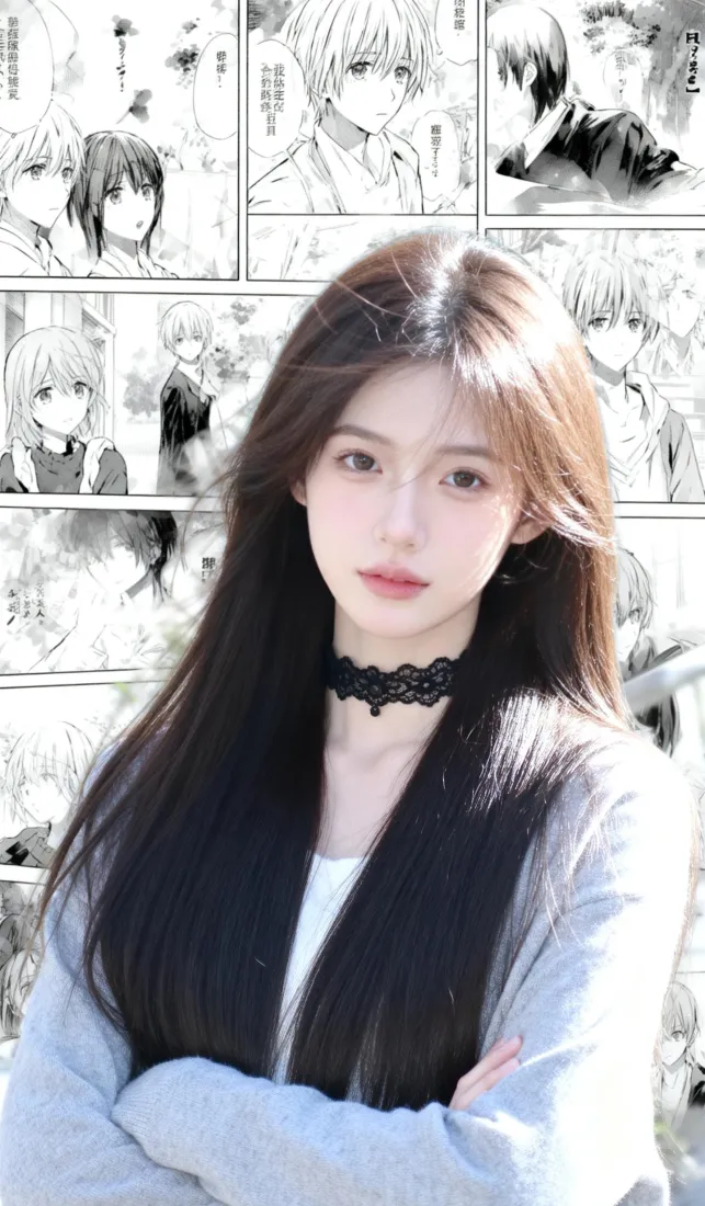 黑长直美女手机壁纸｜漫画分镜背景图片 - 清冷感穿搭「哲风壁纸」